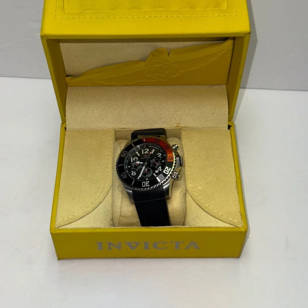 Invicta Pro Diver Watch Mens Black Red Chronograph 15145